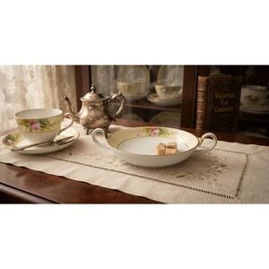 Antique Nippon Hand Painted Porcelain Rose Nappy Dish Gold Trim 1891-1921 Era